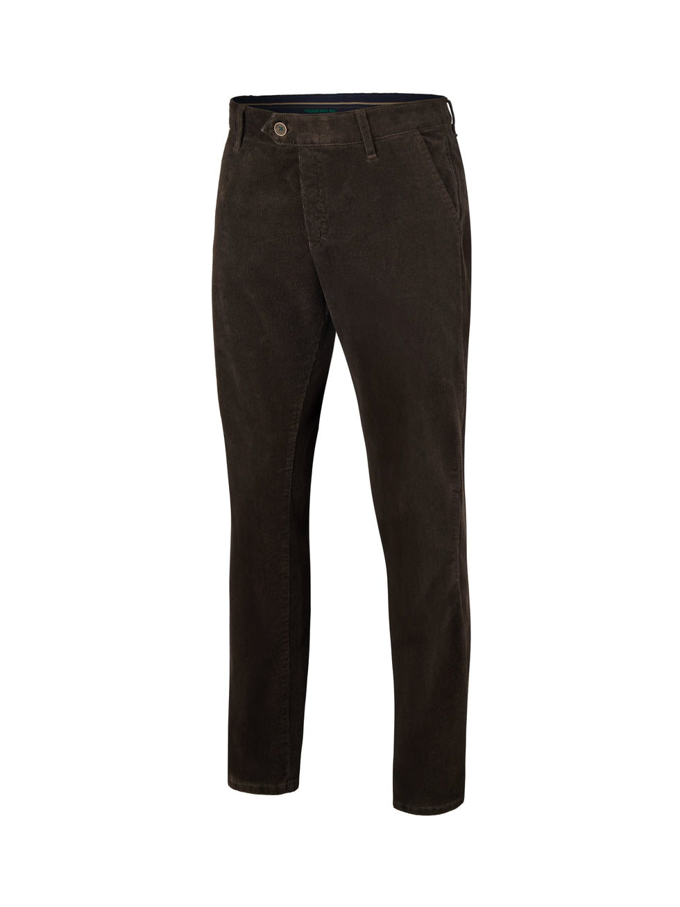 Hellgraue Cord-Hose mit Flat Front, elastischem Komfortbund, Hemdenstopper und Bundverlängerung mit Knopf und Haken. Bequemes Modell in casualiger Optik, schmalerer Fußweite, Regular Fit, hergestellt von Club of Comfort, geeignet für Herbst/Winter, aus hochwertigem Feincord mit Stretch.
