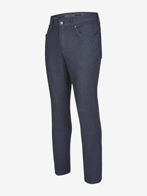 Dunkelblaue Baumwoll-Hose "HENRY 6910" von Club of Comfort mit elastischem Doppelstoffbund, Hemdstopper und spezieller Mobile Pocket in der rechten Vordertasche. Mit Münztasche, Regular Fit, Wool-Look, angenehm leicht (300 g/lfm), geeignet für Frühjahr/Sommer.