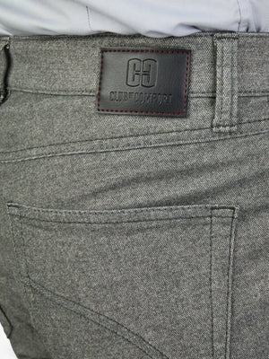 Hose "HENRY 7631" in grau von Club of Comfort, mit 6-Pocket-Design, elastischem Doppelstoffbund, Mobile Pocket, Kontrast-Münztasche, aus Baumwoll-Struktur-Mischgewebe mit Woll-Optik, normaler Leibhöhe, schmalem Bein, Regular Fit, Herbst/Winter, mit Stretch und Komfortbund.